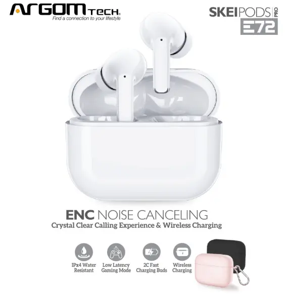 Audifono ARGOMTECH Skeipod E72 inalambrico Bluetooth/Blanco 